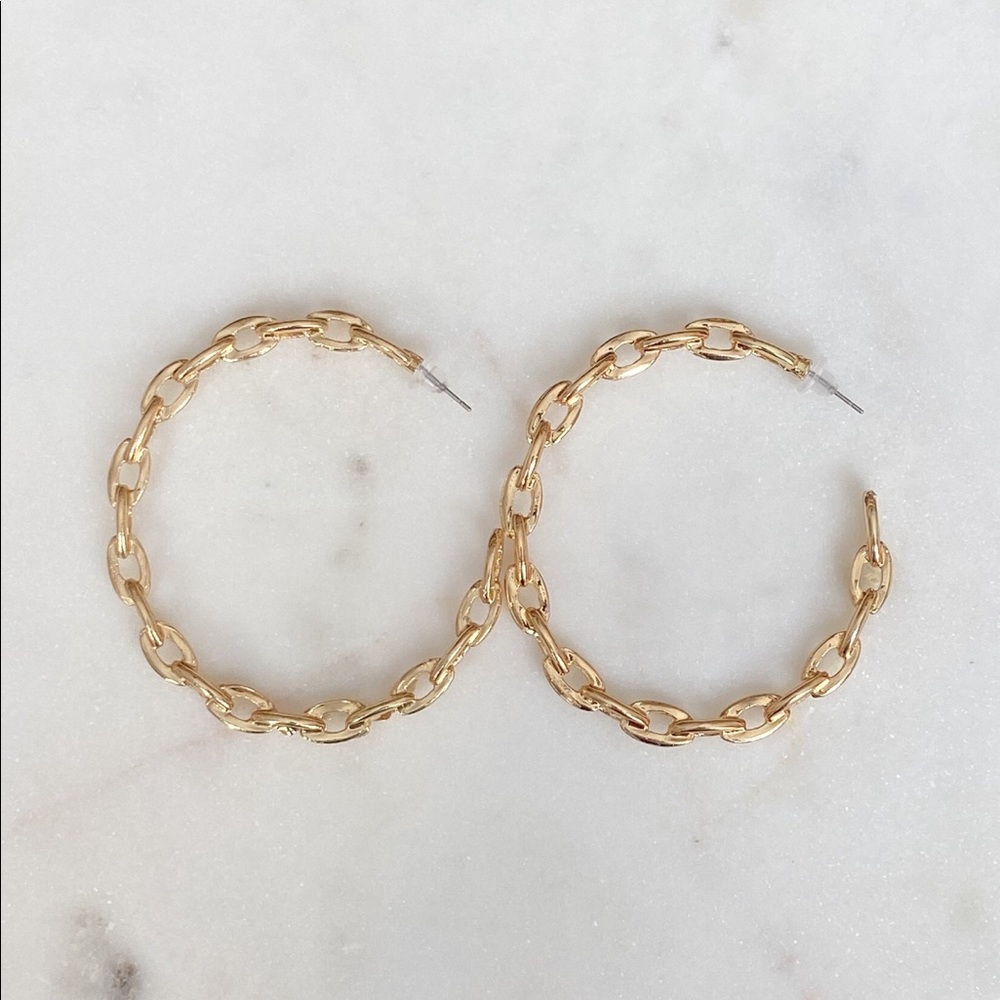18k-Gold Dipped Chain Link Hoop Earrings
